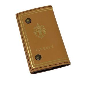 Firenze Leather Trifold Key Case Brown Leather Snap Closure Italian Vintage 4''